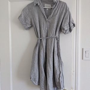 Blue linen shirtdress